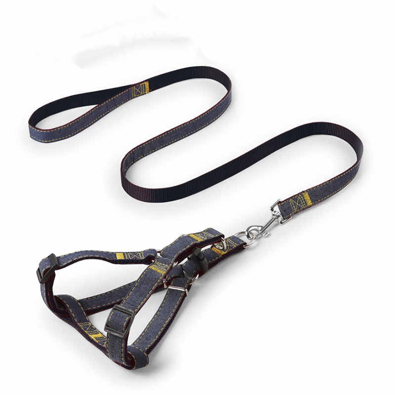 Denim Pet Leash with Wear-Resistant Chest Strap