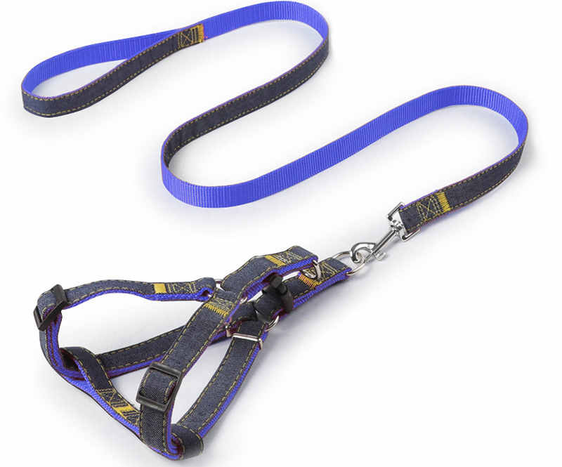 Denim Pet Leash with Wear-Resistant Chest Strap