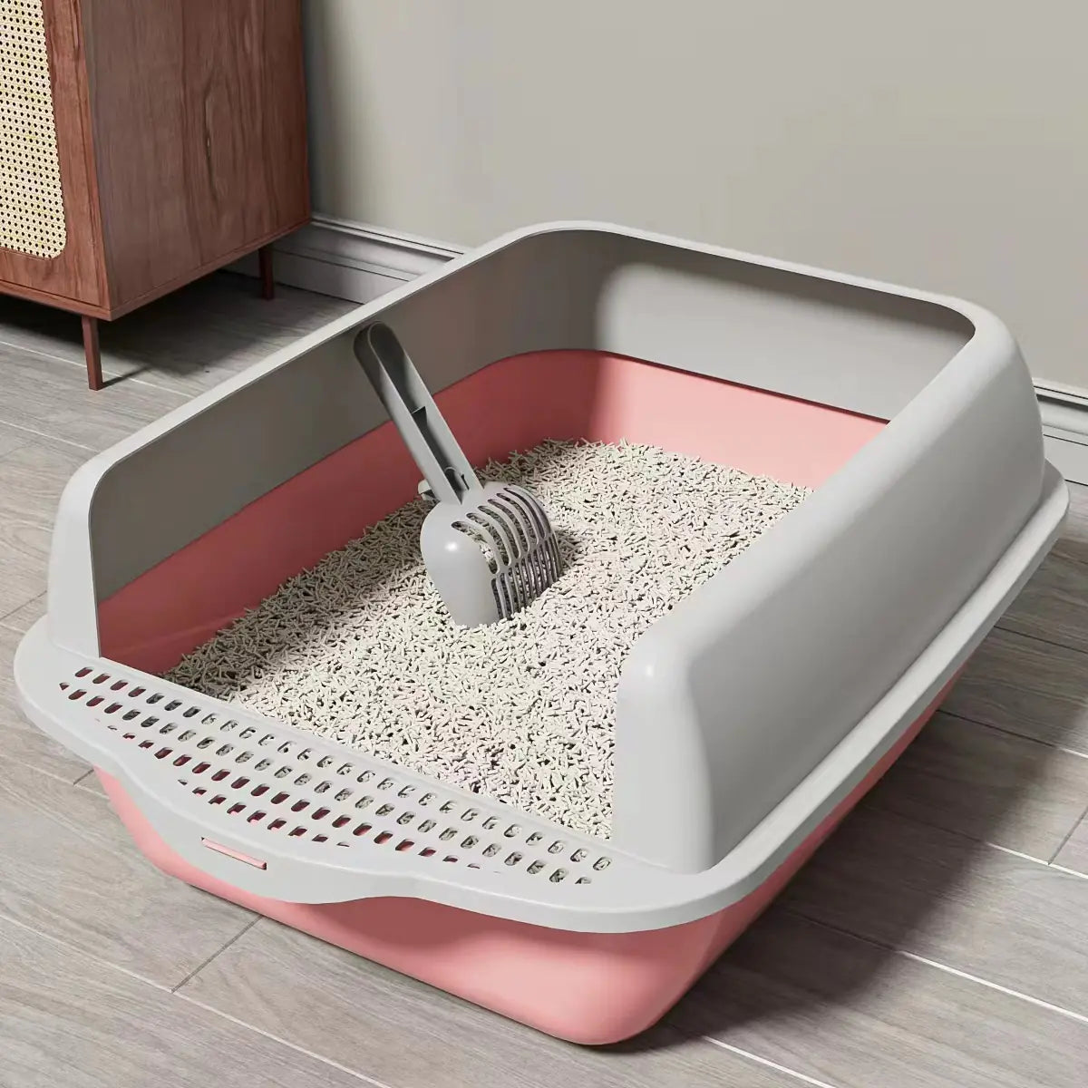 Large Semi-Enclosed Cat Litter Box