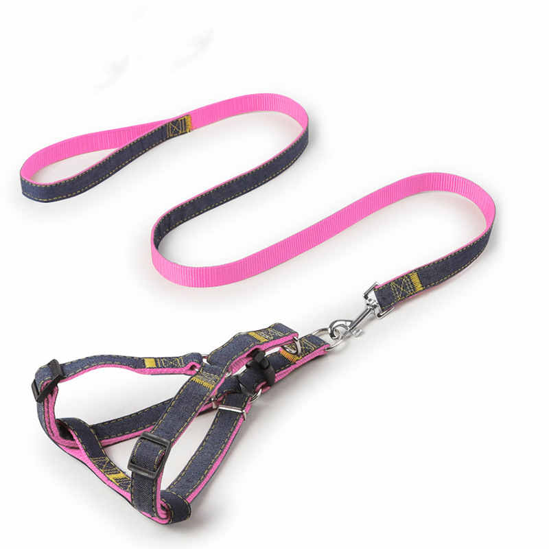 Denim Pet Leash with Wear-Resistant Chest Strap